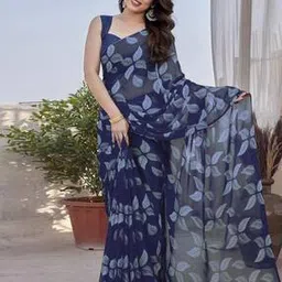 mirchi fashion Silk Blend Printed Saree-picture-12