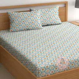 chhavi india 210 TC Floral Print Double Bedsheet with Pillow Covers-picture-34