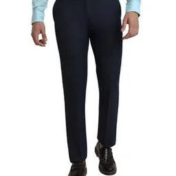 park avenue Men Flat-Front Slim Fit Trousers-picture-19