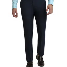 park avenue Men Flat-Front Slim Fit Trousers image 1