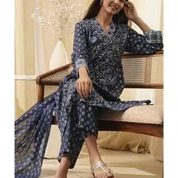 biba Women Floral Print Straight Kurta & Pants with Dupatta-picture-39