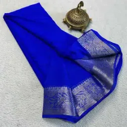 shree silk mills Women Premium Semi Mysore Silk Saree with Rich Zari Border Saree-picture-37