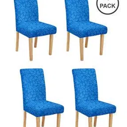 cortina eyelet curtain Pack of 4 Leaf Print Chair Cover-picture-39