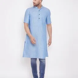 even Long Kurta with Mandarin Collar & Patch Pocket-picture-29