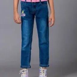 kidlyboo Girls Lightly Washed Relaxed Fit Jeans-picture-42