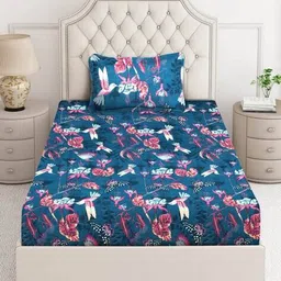 arrabi Cotton Bedsheet With 1 Pillow Cover image 1