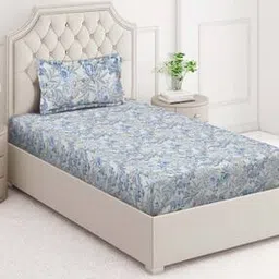 arrabi Cotton Blend Single Size Bedsheet with 1 Pillow Cover-picture-42