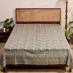 fabindia Hand Block Cotton Printed Bed Cover-picture-43