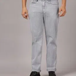 fashion world Men Lightly Washed Straight Jeans-picture-15