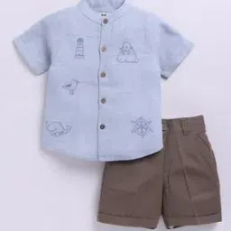 little collars Boys Mandarin Collar Shirt & Shorts-picture-26
