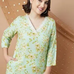 melange by lifestyle Women Floral Print Straight Kurta -picture-29