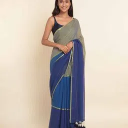 suta Colourblock Saree with Tassels-picture-18