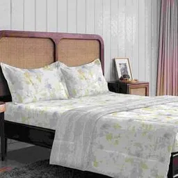 the happy pod 120 TC Floral Print Double Bedsheet with Pillow Covers-picture-27