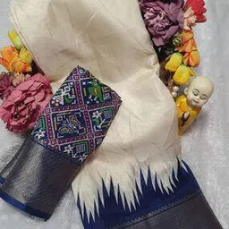 zinzraa Women Patola Pattern Saree with Contrast Border-picture-38