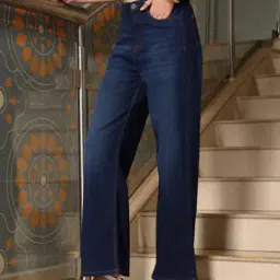 Shein Straight Fit Full Length Fixed Waist Mid Wash Jeans-picture-22