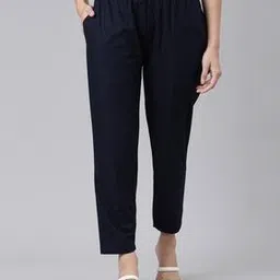 Flat-Front Pants with Elasticated Waistband-image-9