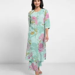 rangmanch by pantaloons Women Viscose Floral Kurta Set-picture-23