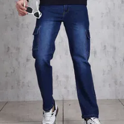 Shein Ankle Length Low Rise Mid Wash Cargo Style Jeans-picture-50