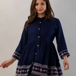 deeps fashions Embroidered Tunic with Flared Sleeves-picture-13