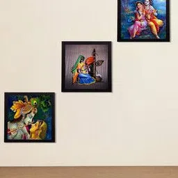 ecraftindia Set Of 3 Radha Krishna Square Wall Art-picture-11