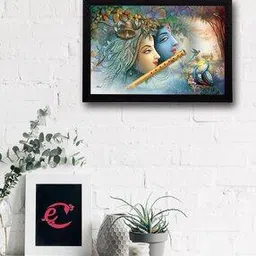 ecraftindia Radha Krishna Satin Matt Textured Wall Art-picture-11