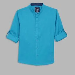 blue giraffe Boys Regular Fit Shirt with Band Collar-picture-41