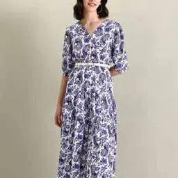 u.s. polo assn. Women Paisley Print Fit & Flare Dress with Belt-picture-48