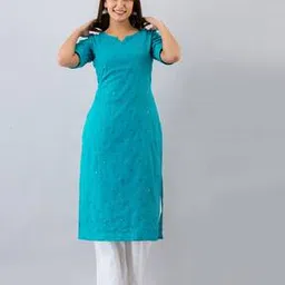 iridaa jaipur Embellished Round-Neck Straight Kurta-picture-29