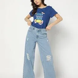 yousta Women Mid-Wash Distressed Wide-Leg Jeans-picture-42