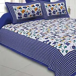jaipur fabric Floral Print Double Bedsheet with Pillow Covers-picture-47