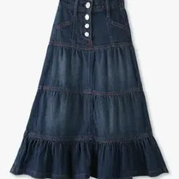 point cove Girls Denim Tiered Maxi Skirt-picture-32