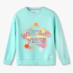 point cove Girls Typographic Print Regular Fit Sweatshirt-picture-44