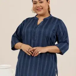 extra love by libas Women Striped Mandarin Collar Kurti-picture-31