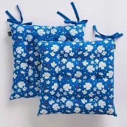 skanda fab Set of 2 Floral Print Chair Pads 16" x 16"-picture-21