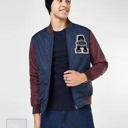 people by pantaloons Men Colourblock Zip-Front Bomber Jacket-picture-34
