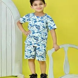 pixie n prince Boys Tropical Print Shorts & T-Shirt Set-picture-12