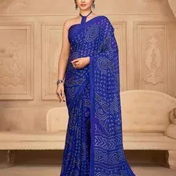 ri-wah Bandhani Print Chiffon Saree-picture-17