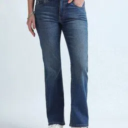 Women Lightly Washed Bootcut Jeans-image-0