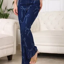Shein Full Length Bow Detail Light Wash Jeans-image-30