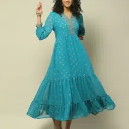 rangriti Women Foil Print Tiered Dress-picture-47