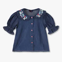 kg frendz for trends select Girls Top with Embroidered Collar image 1