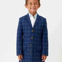 one friday Boys Checked Single-Breasted Blazer with Flap Pockets-picture-17