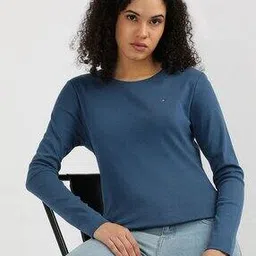 tommy hilfiger Women Regular Fit Crew-Neck T-Shirt with Logo Embroidery-picture-26