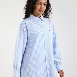 tommy hilfiger Women Striped Regular Fit Shirt with Patch Pocket-picture-13