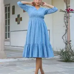 janasya Women Fit and Flare Neck Dress-picture-39