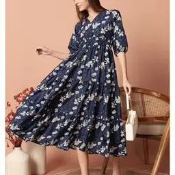 raiyani enterprise x ag Women Printed V-Neck Gown Dress-picture-14