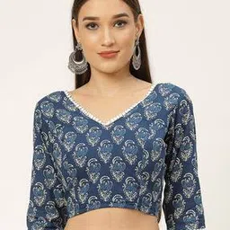 studio shringaar Paisley Print V-Neck Back-Open Blouse-picture-11