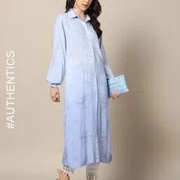 indie picks Women Hand Embroidered Lucknowi Chikankari Straight Kurta-picture-11