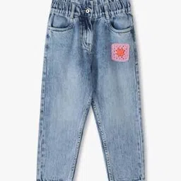 Girls Heavily Washed Flared Jeans-image-95