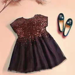 cherry crumble by nitt hyman Girls Round Neck Fit and Flare Dress image 1